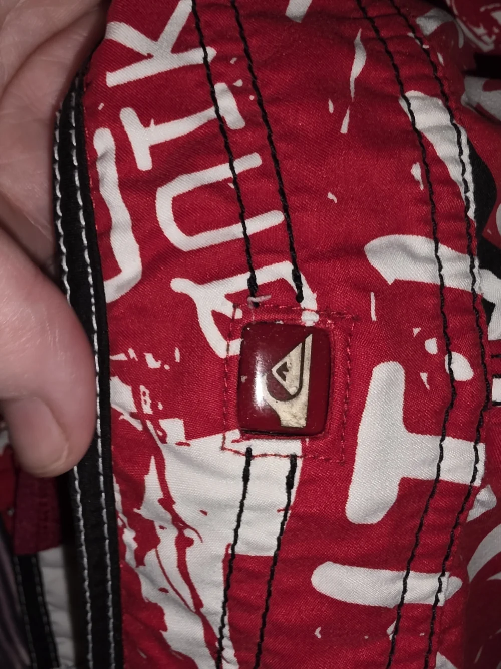 Quiksilver Red & White Logo Graphic Swim Shorts